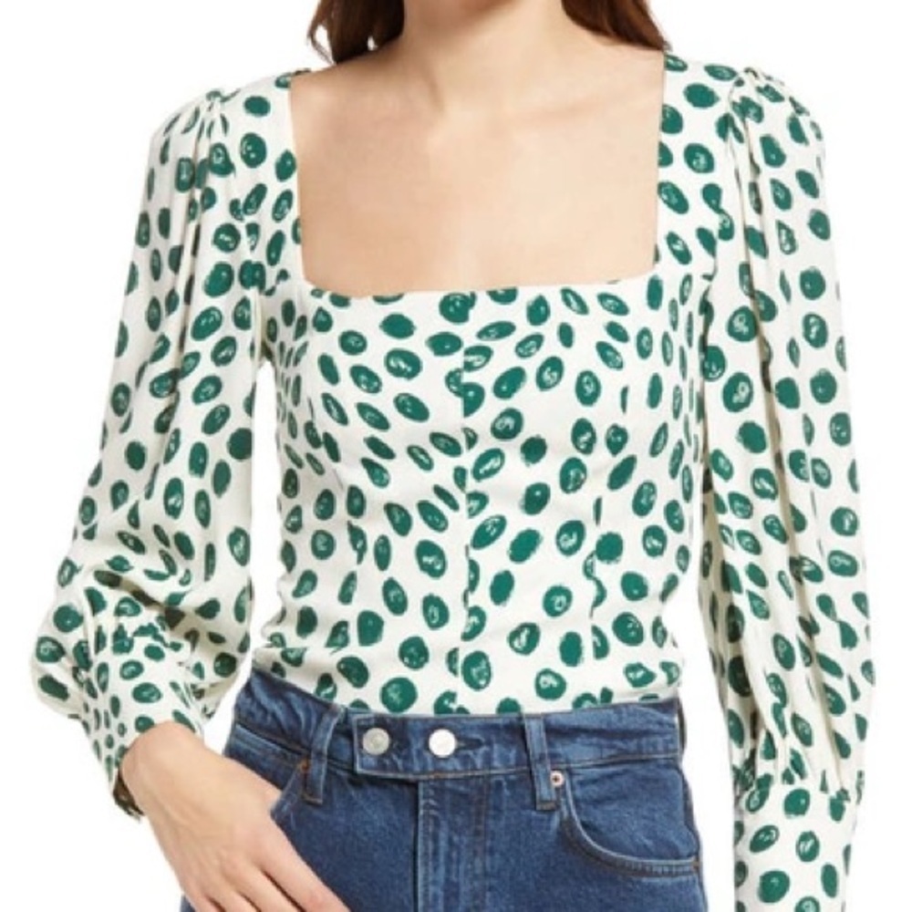 Reformation Calla Print Top, Tapioca Print, size 6 - Picture 3 of 7